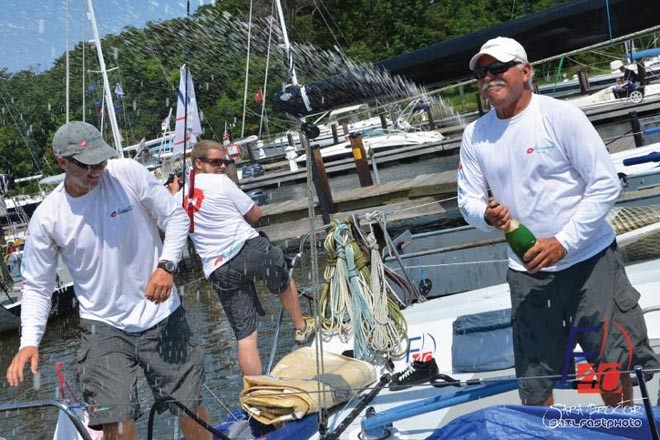 Crew celebrates - Farr 40 East Coast Championship 2012 © Sara Proctor http://www.sailfastphotography.com